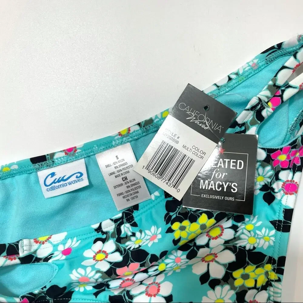 California Waves Floral Strappy bikini swim bottom